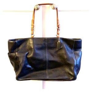 Coach large black leather tote